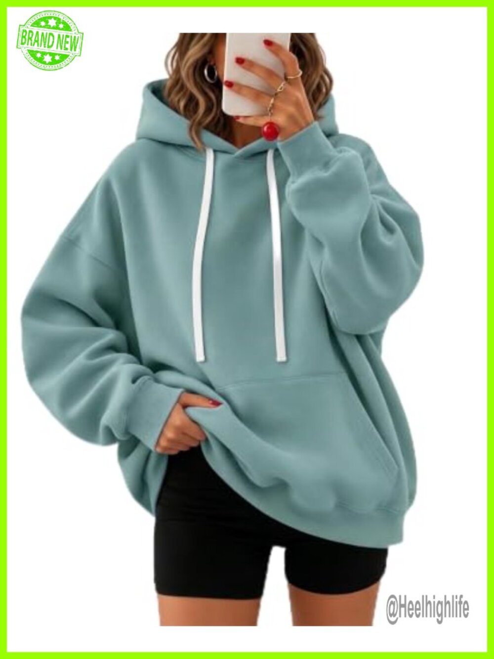 Oversized Fleece Hoodie Comfy Hooded Sweatshirt Pullover Kangaroo Pocket